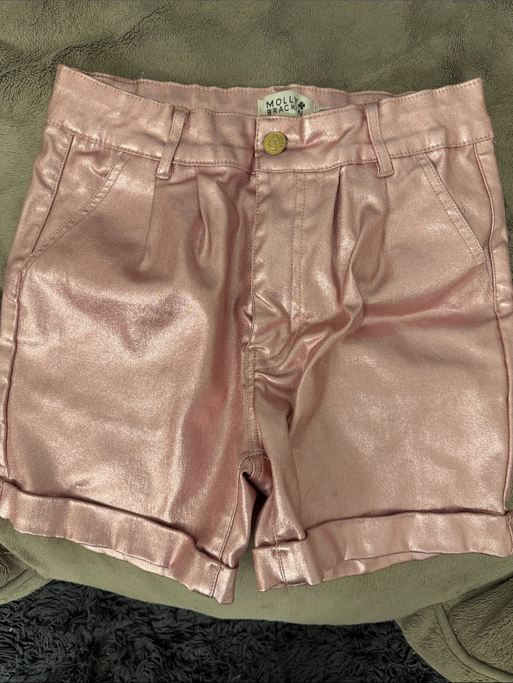 Molly Bracken Shimmery Rose Pink High-Waist Shorts